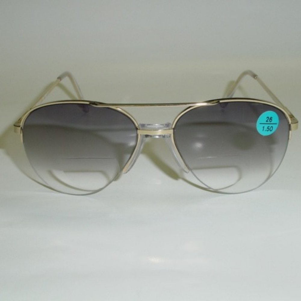 NWT True Vintage 90's Aviator Metal Bi-Focal Reading Sunglasses (S. Gold)